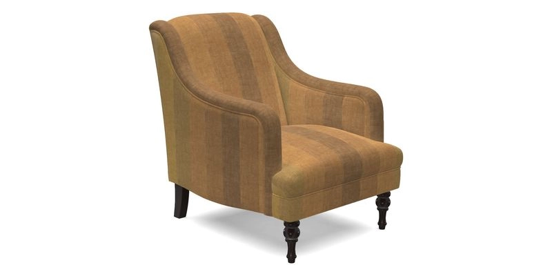 Rothermere Chair in RHS Gertrude Jekyll Ornamental Brown with Arms and Front Border in Mohair Velvet Mushroom