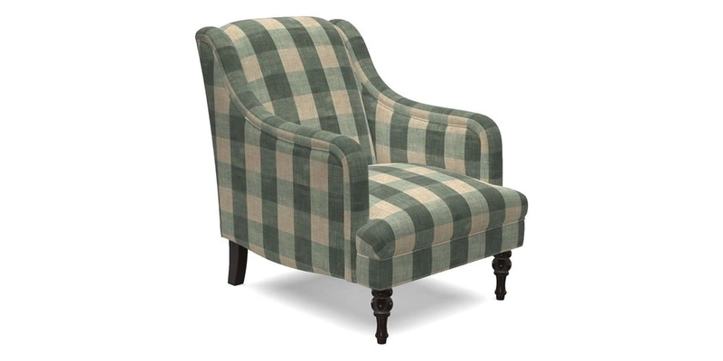 Rothermere Chair in RHS Gertrude Jekyll Ornamental Brown with Arms and Front Border in Mohair Velvet Mushroom