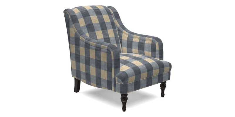 Rothermere Chair in RHS Gertrude Jekyll Ornamental Brown with Arms and Front Border in Mohair Velvet Mushroom