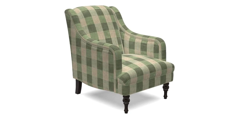 Rothermere Chair in RHS Gertrude Jekyll Ornamental Brown with Arms and Front Border in Mohair Velvet Mushroom