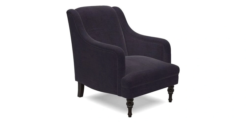 Rothermere Chair in RHS Gertrude Jekyll Ornamental Brown with Arms and Front Border in Mohair Velvet Mushroom