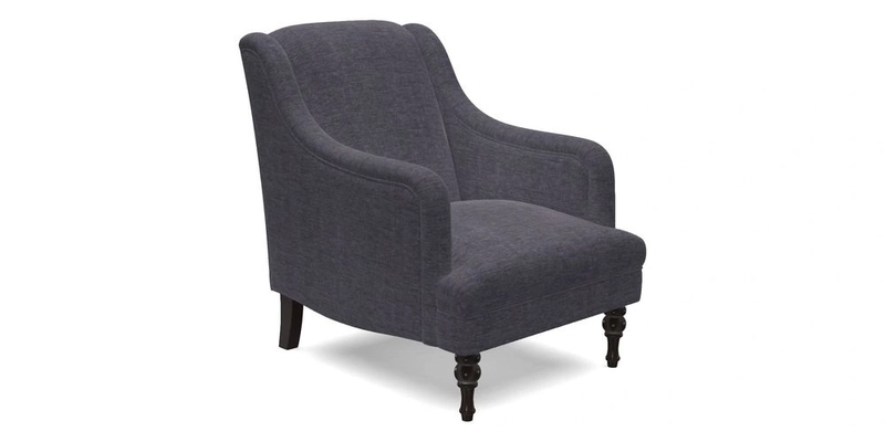 Rothermere Chair in RHS Gertrude Jekyll Ornamental Brown with Arms and Front Border in Mohair Velvet Mushroom