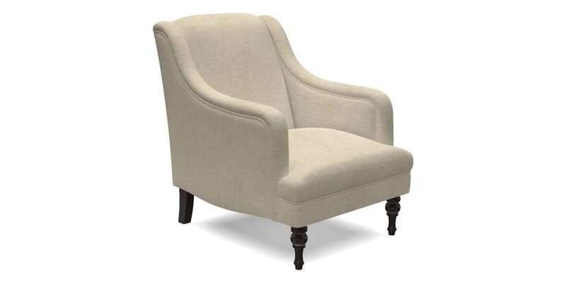 Rothermere Chair in RHS Gertrude Jekyll Ornamental Brown with Arms and Front Border in Mohair Velvet Mushroom