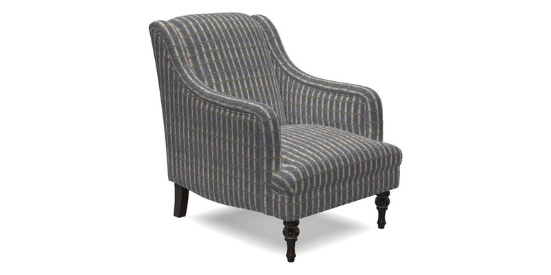 Rothermere Chair in RHS Gertrude Jekyll Ornamental Brown with Arms and Front Border in Mohair Velvet Mushroom