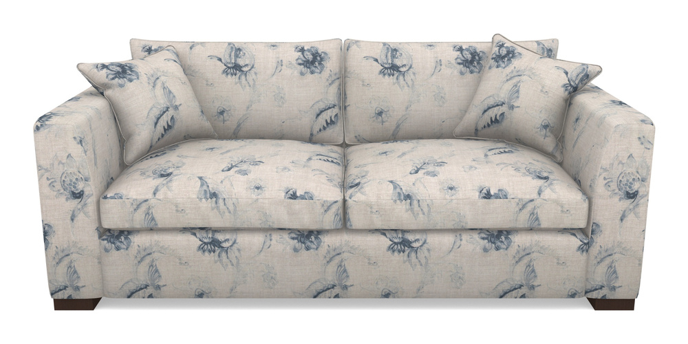 Product photograph of Wadenhoe Bespoke 4 Seater Sofas In Floral Linen - Lela Mystery Indigo from Sofas and Stuff Limited