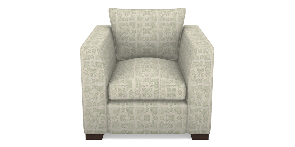 Product photograph of Wadenhoe Bespoke Chairs In Rhs Collection - Small Knot Garden Cotton Weave - Pistachio from Sofas and Stuff Limited