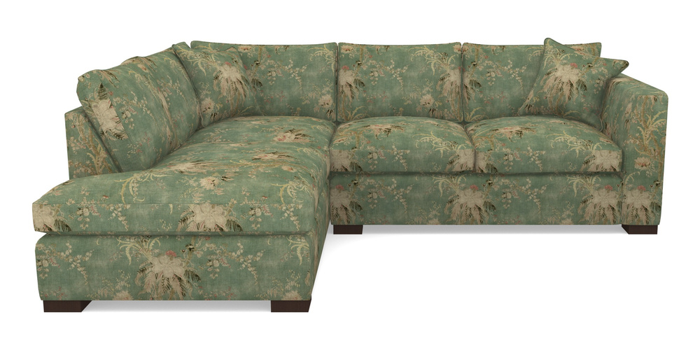 Product photograph of Wadenhoe Corner Unit Rhf In Floral Linen - Zefferino Emerald from Sofas and Stuff Limited