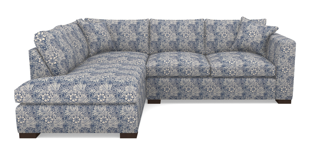 Product photograph of Wadenhoe Corner Unit Rhf In William Morris Collection - Marigold - Indigo Linen from Sofas and Stuff Limited