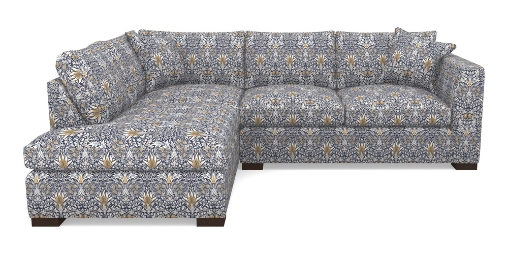 Product photograph of Wadenhoe Corner Unit Rhf In William Morris Collection - Snakeshead - Indigo Hemp from Sofas and Stuff Limited