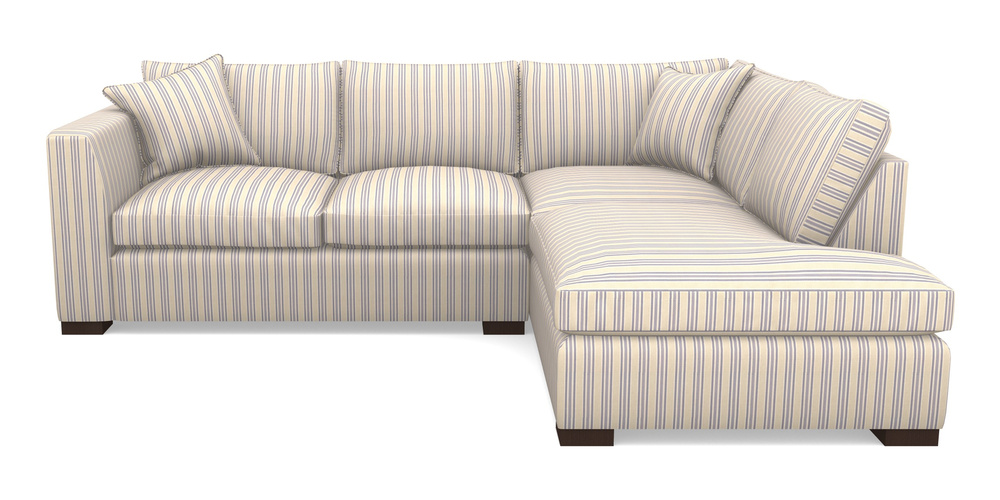 Product photograph of Wadenhoe Corner Unit Lhf In Cloth 22 - Racing Stripes Ayr - Blueberry from Sofas and Stuff Limited