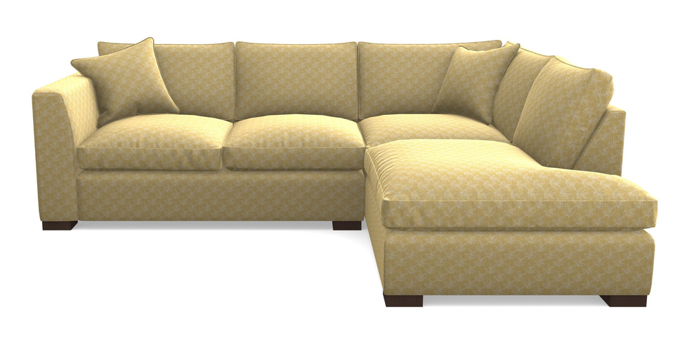 Product photograph of Wadenhoe Corner Unit Lhf In Cloth 21 - Decorative Leaf - Canary from Sofas and Stuff Limited