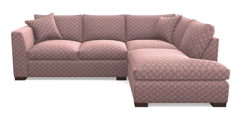 Product photograph of Wadenhoe Corner Unit Lhf In Cloth 21 - Decorative Leaf - Cassis from Sofas and Stuff Limited