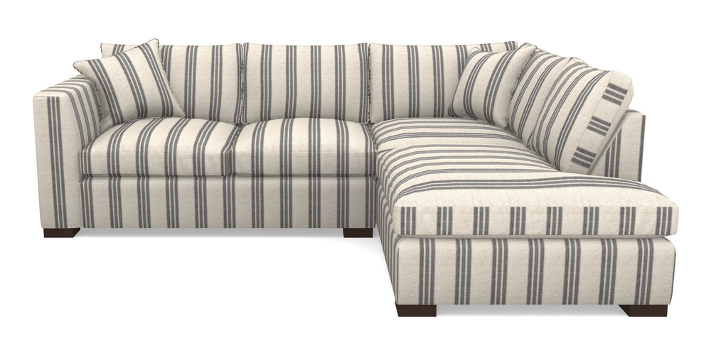 Product photograph of Wadenhoe Corner Unit Lhf In Cloth 18 Stripes - Bengal - Bible Black from Sofas and Stuff Limited