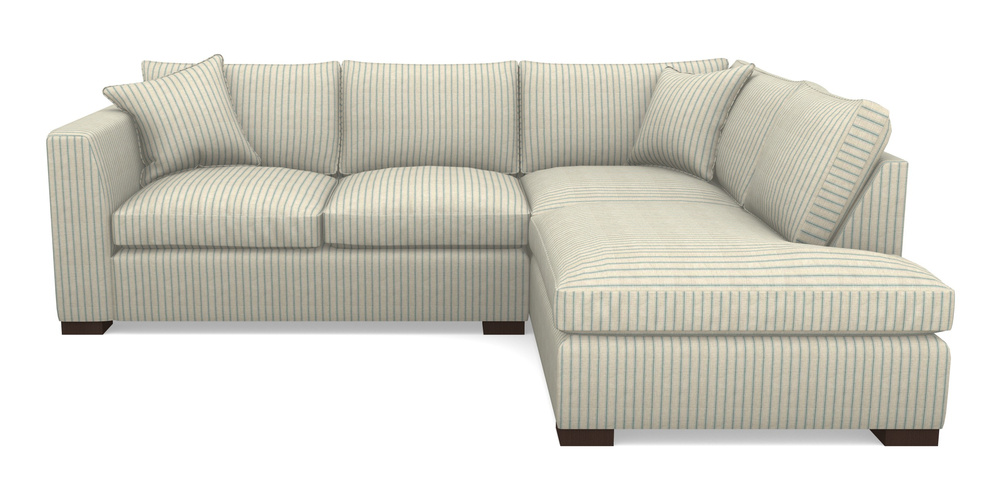 Product photograph of Wadenhoe Corner Unit Lhf In Cloth 18 Stripes - Ticking - Basil from Sofas and Stuff Limited