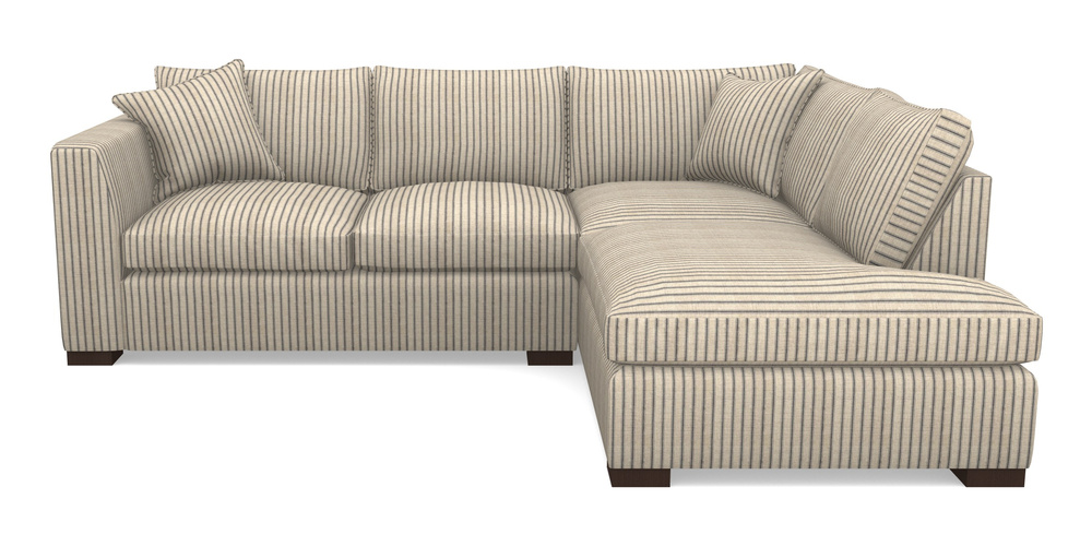 Product photograph of Wadenhoe Corner Unit Lhf In Cloth 18 Stripes - Ticking - Bible Black from Sofas and Stuff Limited