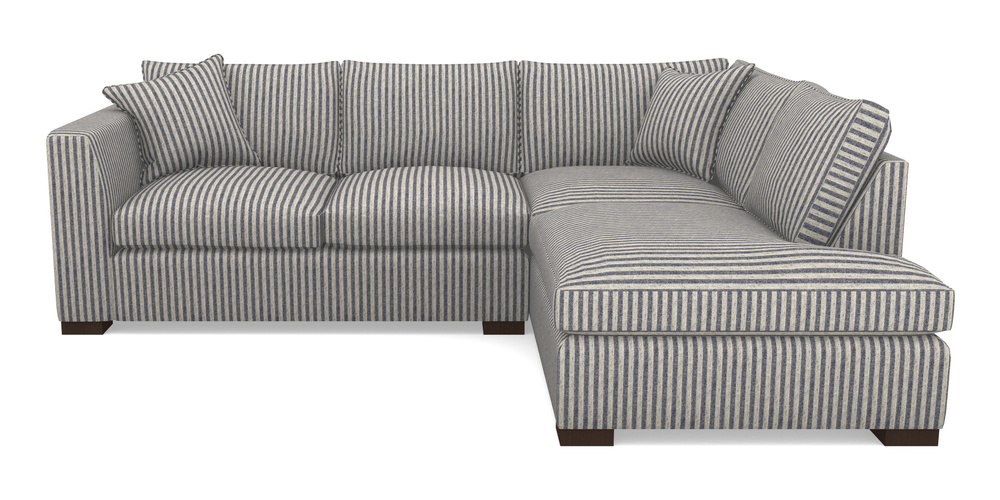 Product photograph of Wadenhoe Corner Unit Lhf In Cloth 22 - Pinstripe - Deep Water from Sofas and Stuff Limited