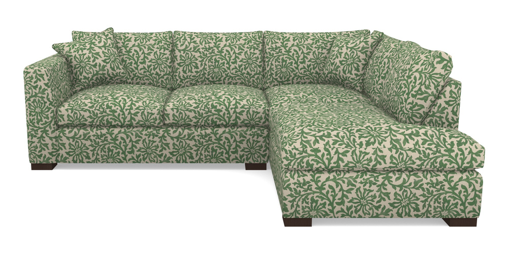 Product photograph of Wadenhoe Corner Unit Lhf In V A Brompton Collection - Floral Scroll - Basil from Sofas and Stuff Limited