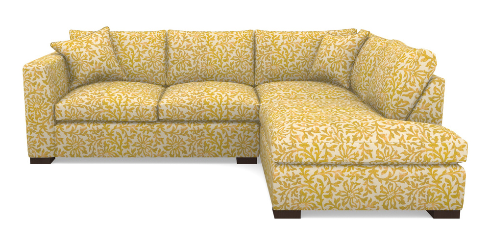 Product photograph of Wadenhoe Corner Unit Lhf In V A Brompton Collection - Floral Scroll - Corn from Sofas and Stuff Limited