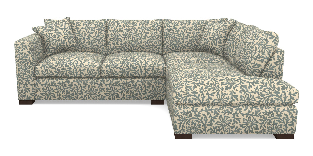 Product photograph of Wadenhoe Corner Unit Lhf In V A Brompton Collection - Floral Scroll - Pebble from Sofas and Stuff Limited