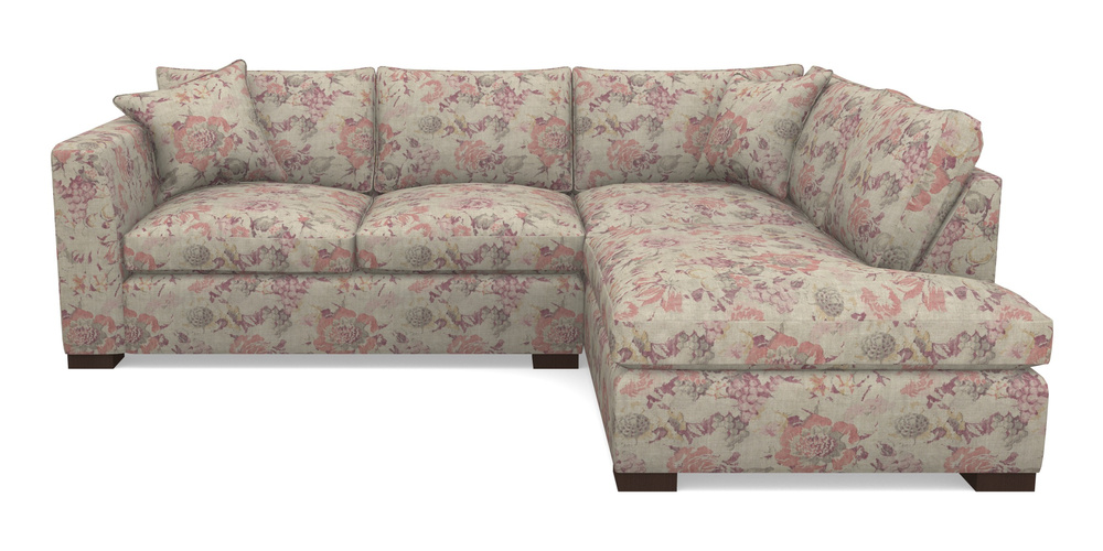 Product photograph of Wadenhoe Corner Unit Lhf In Floral Linen - Faith Antique Sangria from Sofas and Stuff Limited