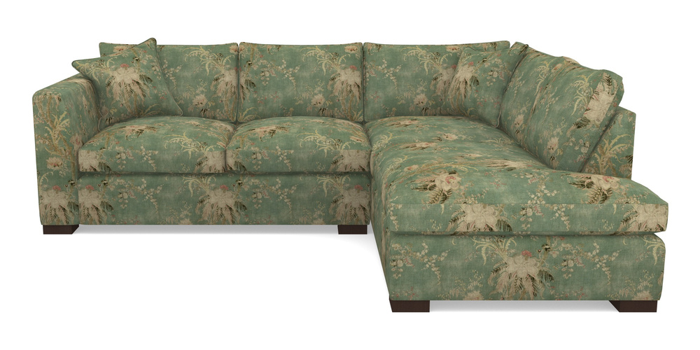 Product photograph of Wadenhoe Corner Unit Lhf In Floral Linen - Zefferino Emerald from Sofas and Stuff Limited