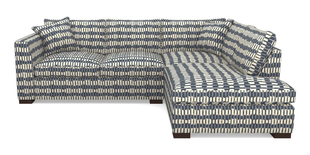 Product photograph of Wadenhoe Corner Unit Lhf In V A Brompton Collection - Ikat - Midnight Blue from Sofas and Stuff Limited