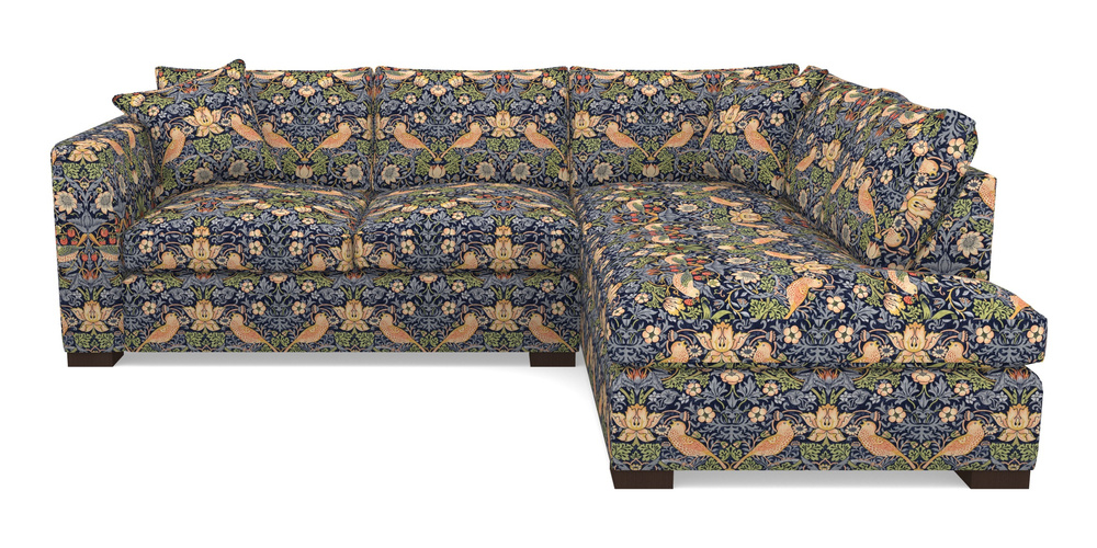 Product photograph of Wadenhoe Corner Unit Lhf In William Morris Collection - Strawberry Thief - Indigo Mineral from Sofas and Stuff Limited