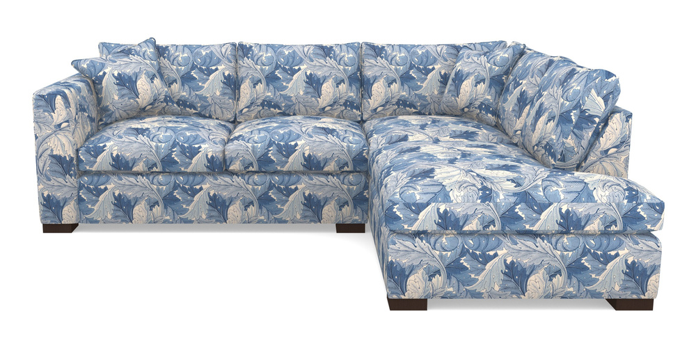 Product photograph of Wadenhoe Corner Unit Lhf In William Morris Collection - Acanthus - Woad from Sofas and Stuff Limited