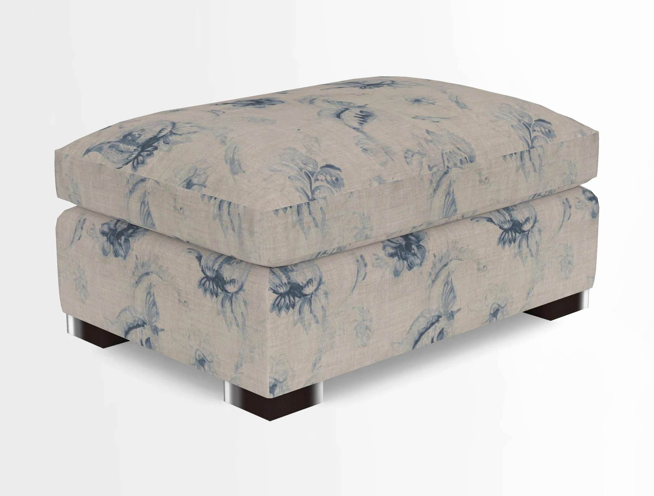 Wadenhoe Storage Footstool in Two Tone Plain Biscuit