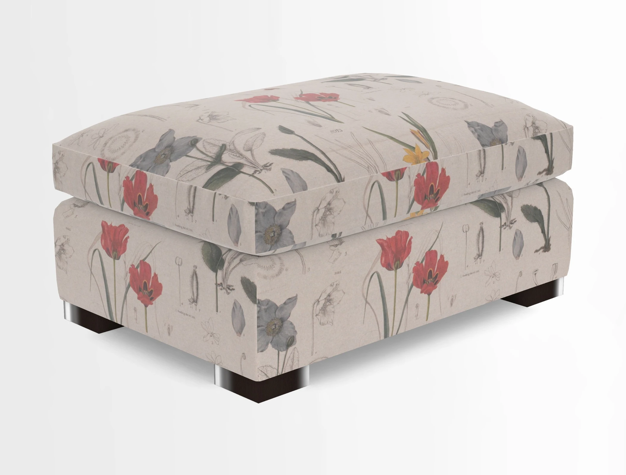 Wadenhoe Storage Footstool in Two Tone Plain Biscuit