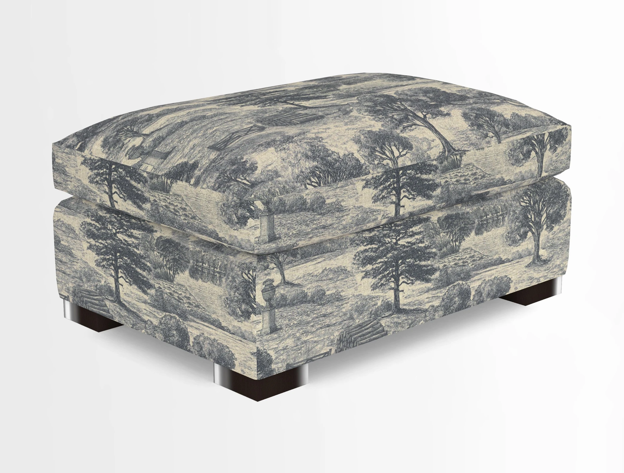 Wadenhoe Storage Footstool in Two Tone Plain Biscuit