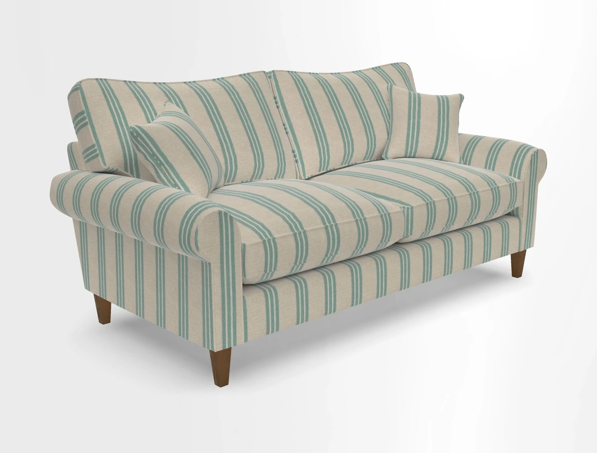 Waverley 3 Seater Sofa in Cloth 18 Bengal Stripe Indigo