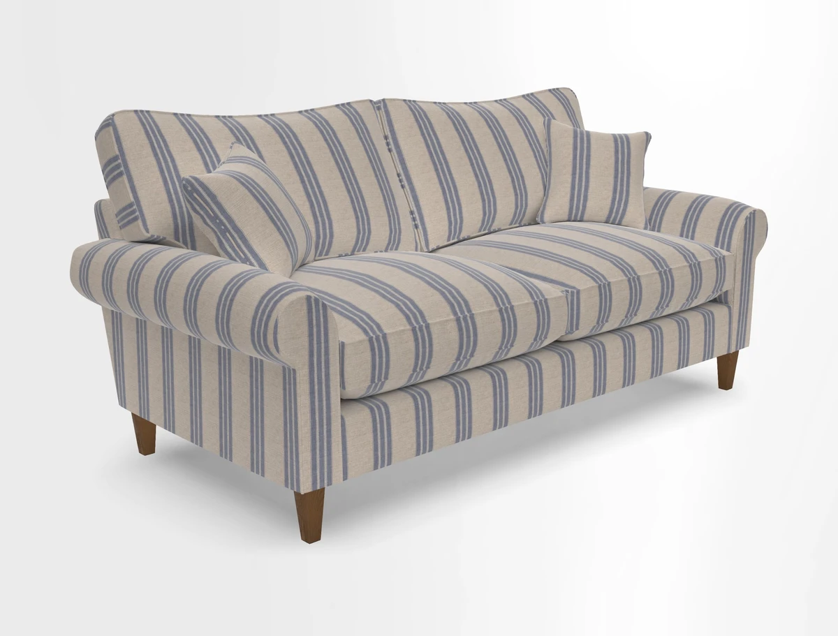 Waverley 3 Seater Sofa in Cloth 18 Bengal Stripe Indigo