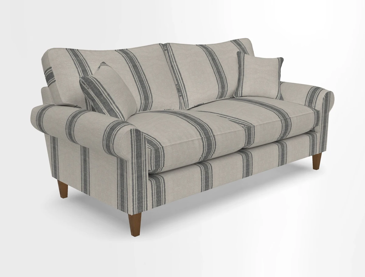 Waverley 3 Seater Sofa in Cloth 18 Bengal Stripe Indigo