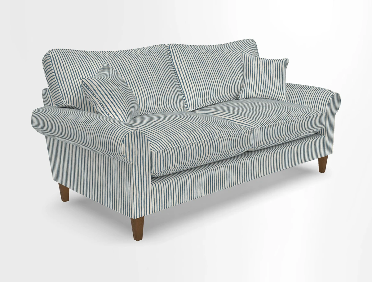 Waverley 3 Seater Sofa in Cloth 18 Bengal Stripe Indigo
