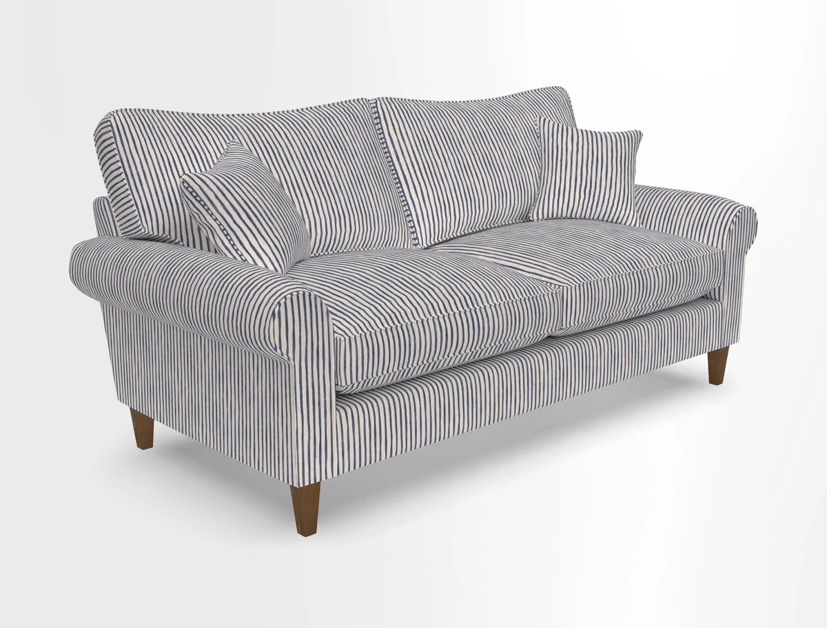 Waverley 3 Seater Sofa in Cloth 18 Bengal Stripe Indigo