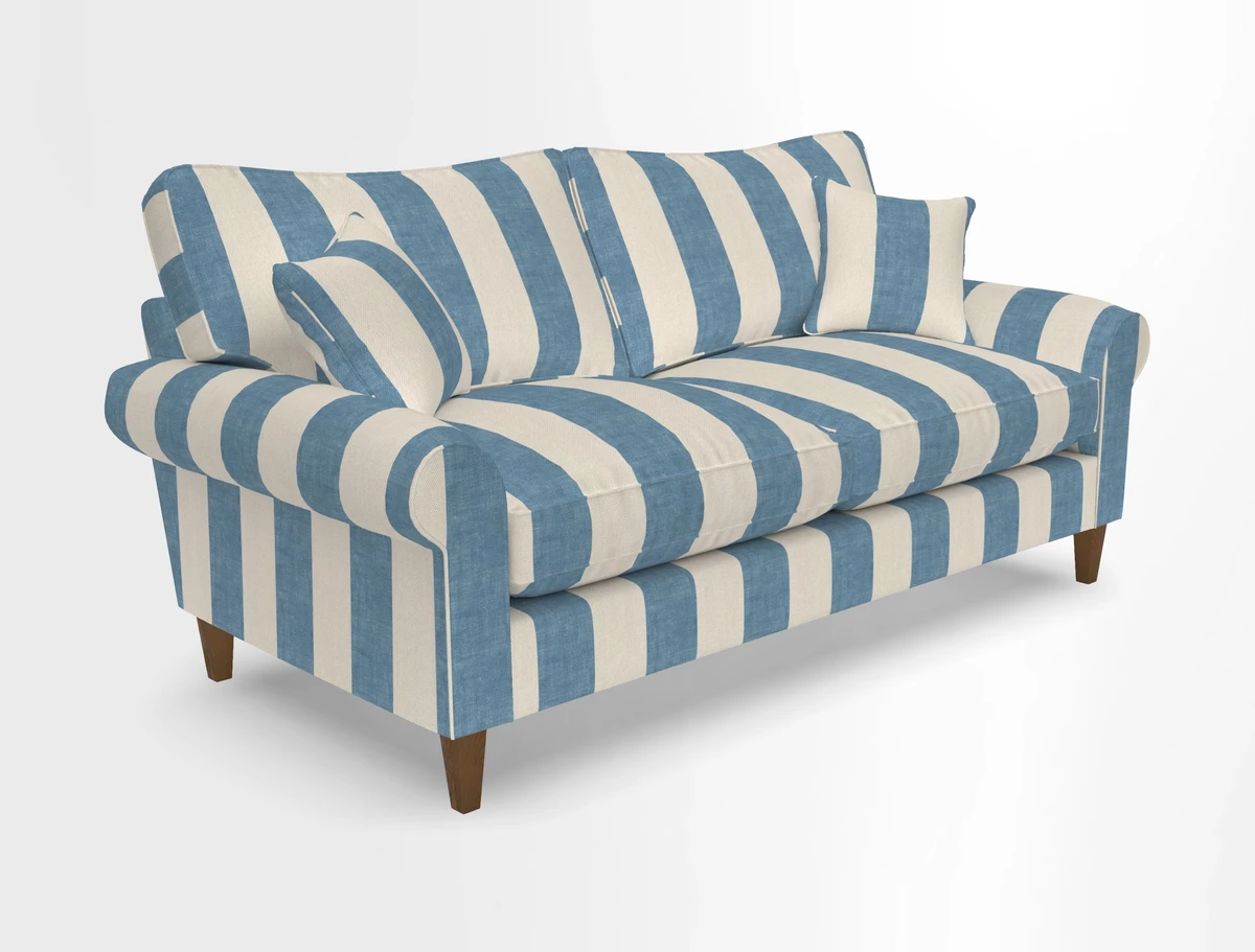 Waverley 3 Seater Sofa in Cloth 18 Bengal Stripe Indigo