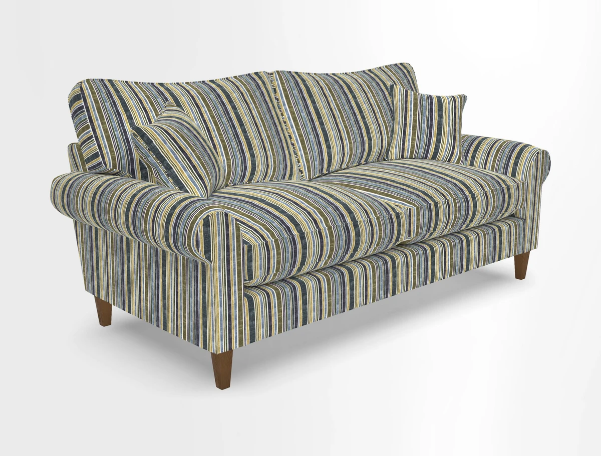 Waverley 3 Seater Sofa in Cloth 18 Bengal Stripe Indigo