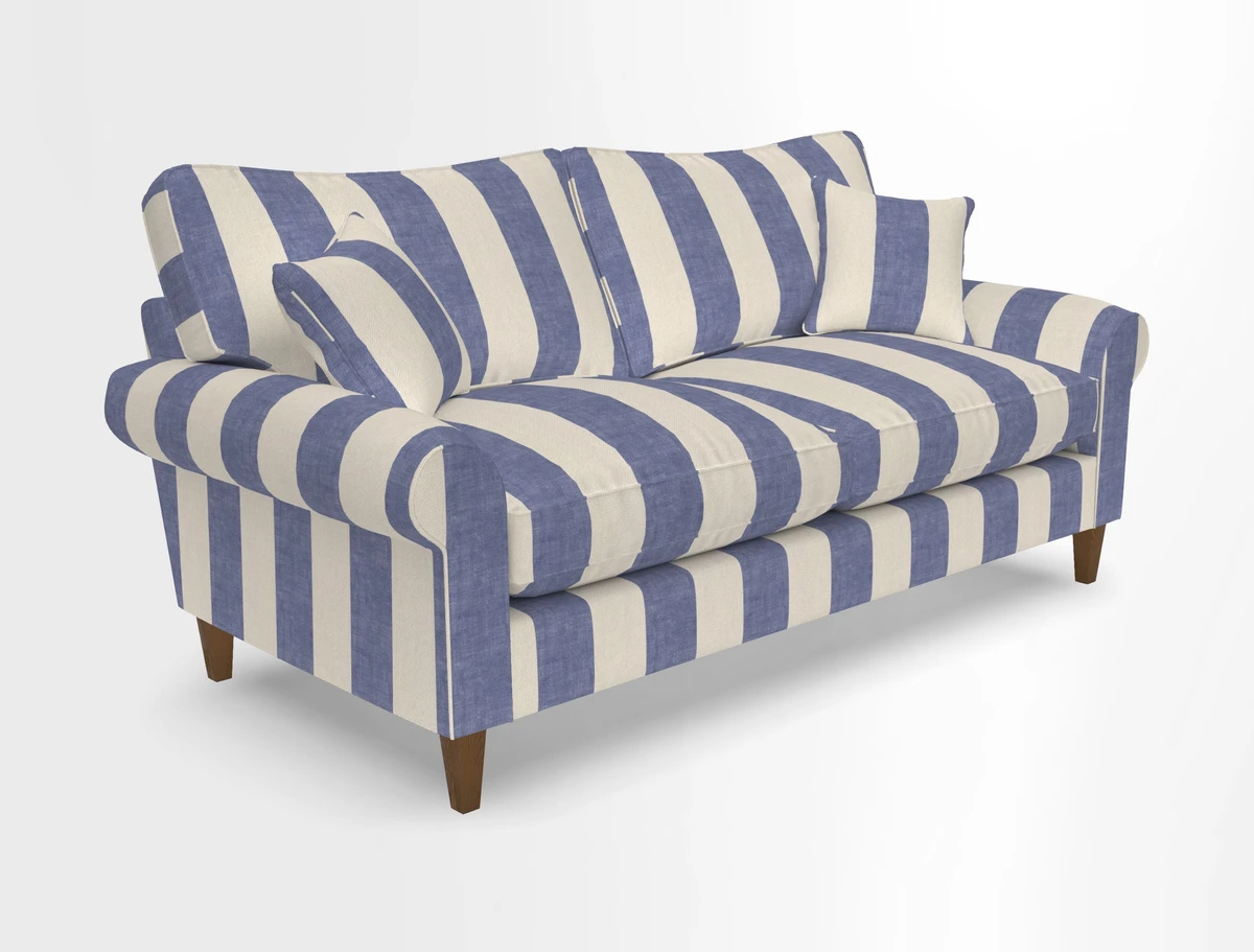 Waverley 3 Seater Sofa in Cloth 18 Bengal Stripe Indigo