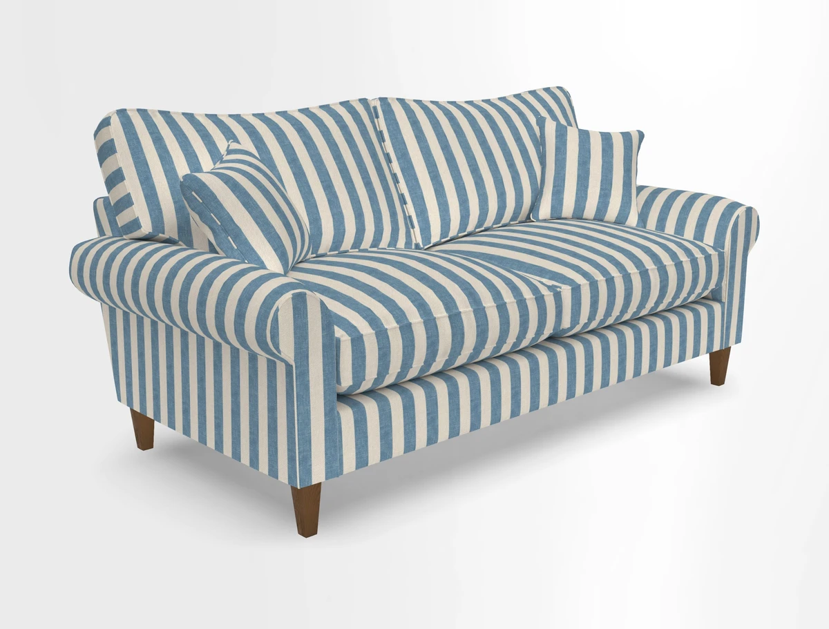 Waverley 3 Seater Sofa in Cloth 18 Bengal Stripe Indigo