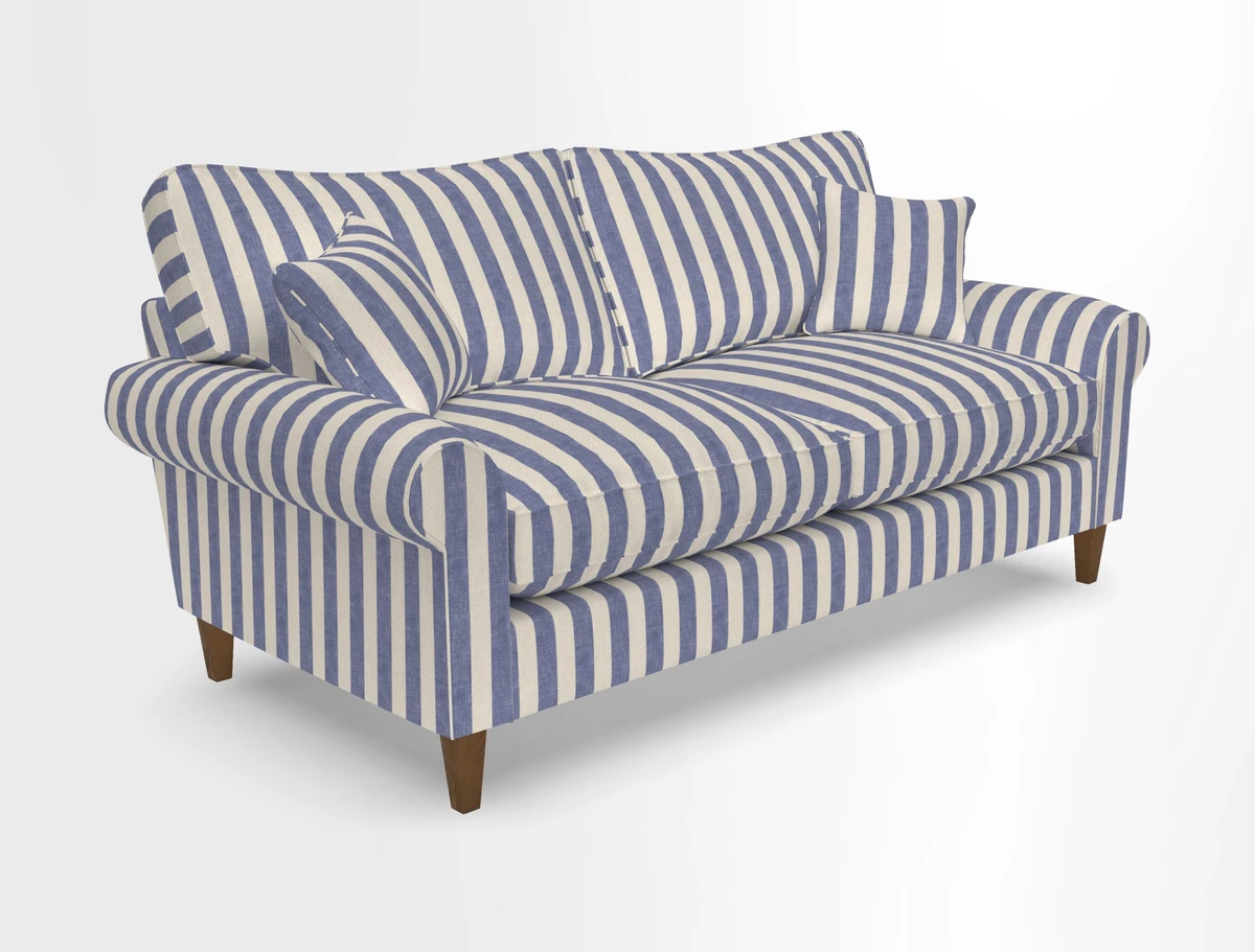 Waverley 3 Seater Sofa in Cloth 18 Bengal Stripe Indigo