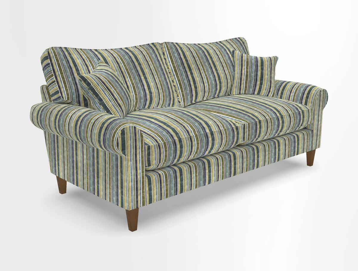 Waverley 3 Seater Sofa in Cloth 18 Bengal Stripe Indigo
