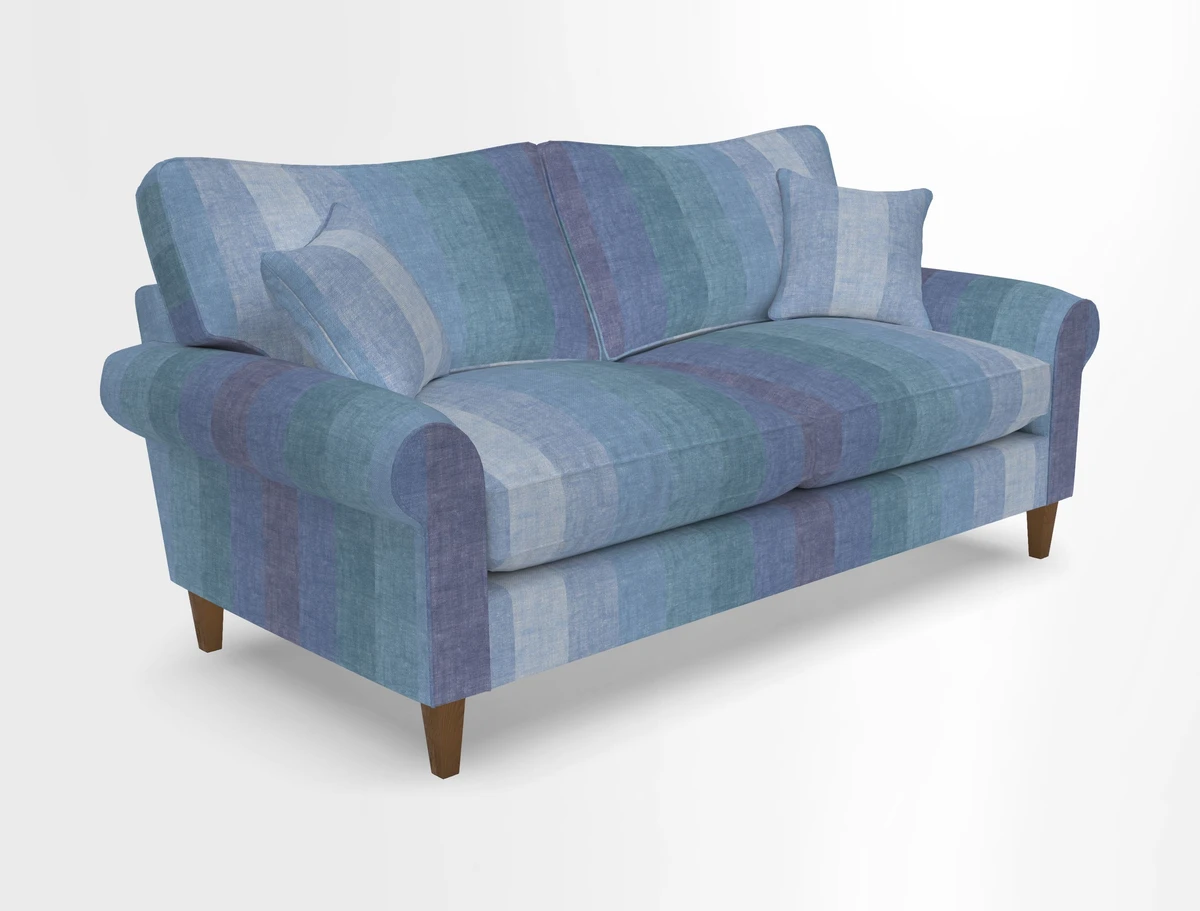 Waverley 3 Seater Sofa in Cloth 18 Bengal Stripe Indigo