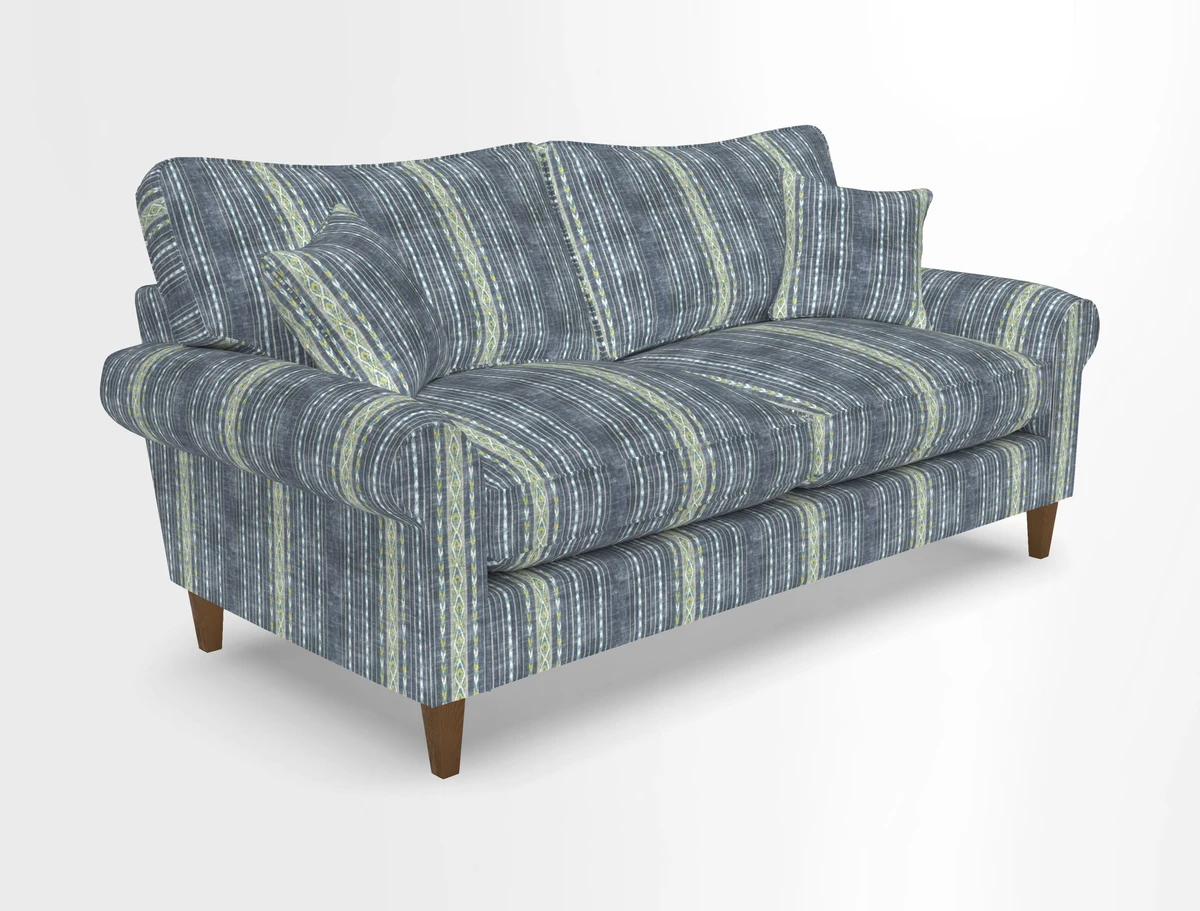 Waverley 3 Seater Sofa in Cloth 18 Bengal Stripe Indigo