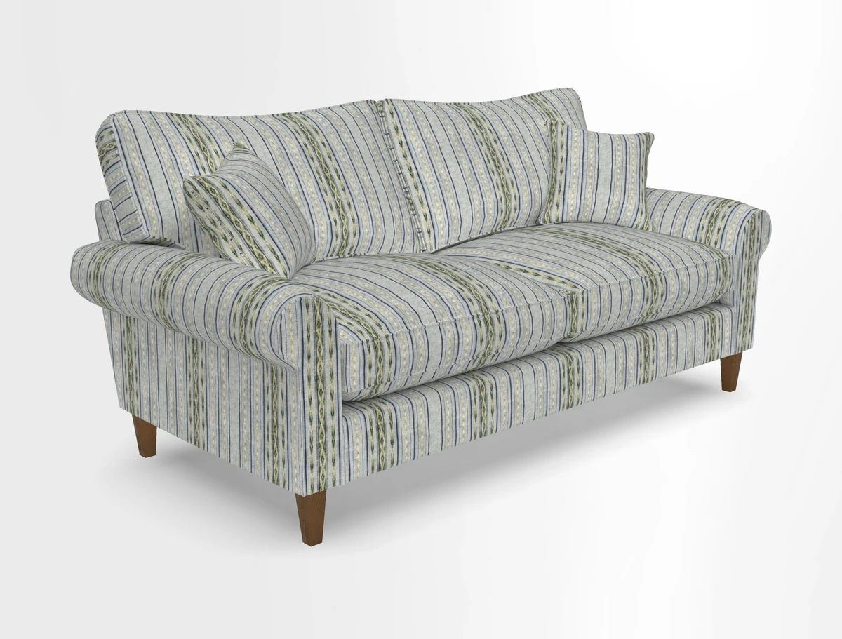 Waverley 3 Seater Sofa in Cloth 18 Bengal Stripe Indigo