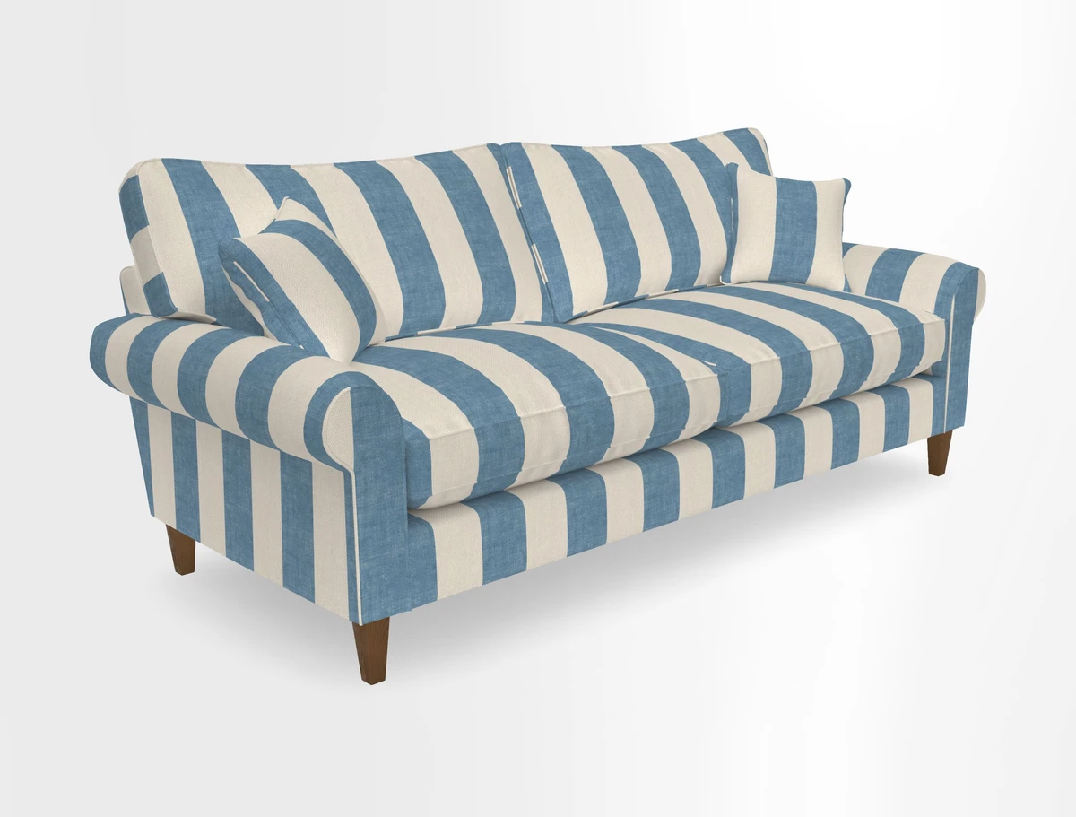 Waverley 4 Seater Sofa in Cloth 18 Bengal Stripe Indigo