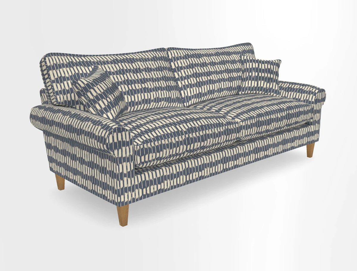 Waverley 4 Seater Sofa in Cloth 18 Bengal Stripe Indigo