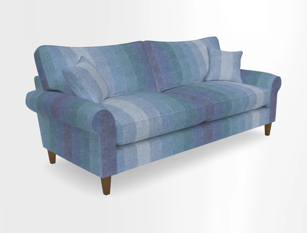 Waverley 4 Seater Sofa in Cloth 18 Bengal Stripe Indigo