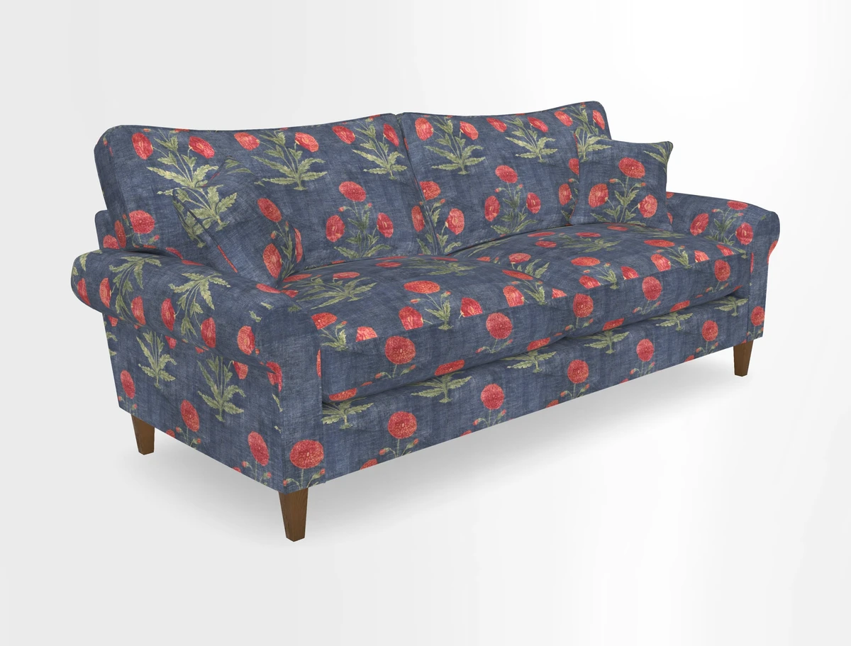 Waverley 4 Seater Sofa in Cloth 18 Bengal Stripe Indigo