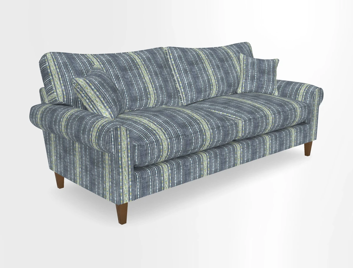 Waverley 4 Seater Sofa in Cloth 18 Bengal Stripe Indigo